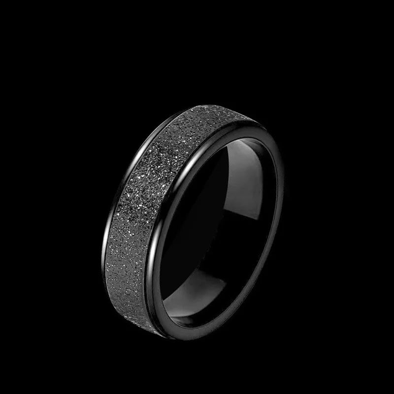 1Pcs New Trendy Frosted Stainless Steel Ring for Men Women Fashion Simple Black Color Exquisite Finger Rings Jewelry
