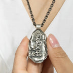 Ethnic Style The Six Character Great Bright Mantra Amulet Necklace Men Jewelry Retro Stone Pendant Male Choker Accessories