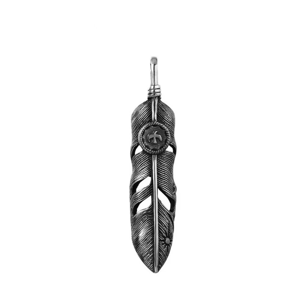 Vintage Stainless goro feather Necklace Men Women Punk Hip Hop Biker goro Pendant Chain Fashion Jewelry Gift