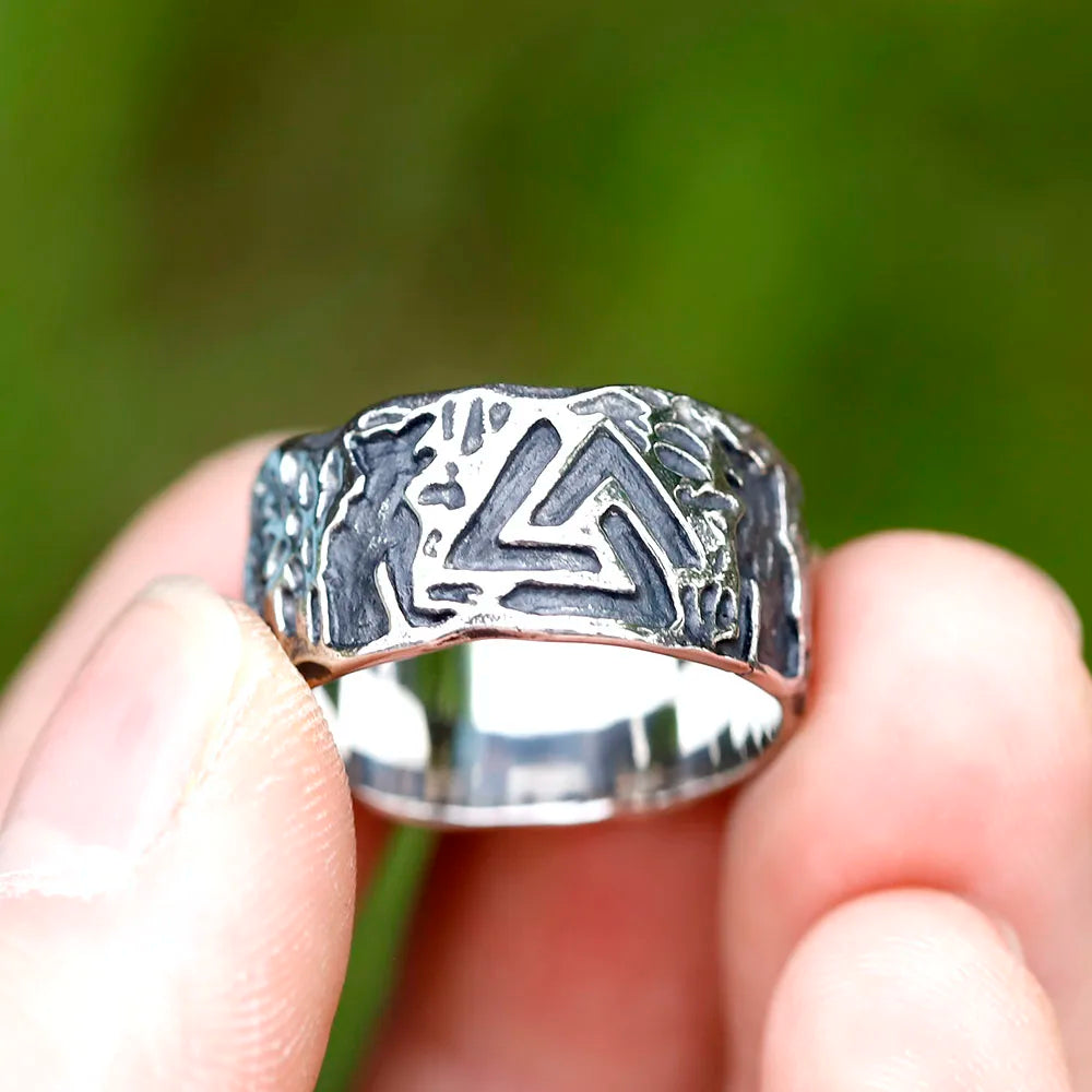 Viking Norse Valknut Amulet Ring — Stainless Steel