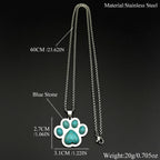 Cute Cat Dog Claw Pendent Necklace For Women Men Stainless Steel Silver Color Stone Animal Pet Lover Gifts Jewelry