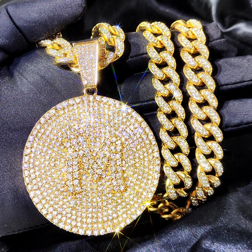 Initial Letter Pendant Necklace — Miami Cuban Chain