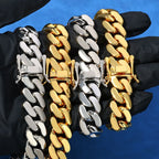 Gold Cuban Chain Necklace 15MM Smooth 18K