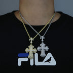 New Iced Out Bling CZ Cross Pendant Necklace Silver Color Prong Setting Cubic Zirconia Jesus Charm Men Women Hip Hop