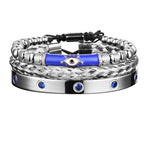 Luxury Set Enamel Eye Bracelet Roman Bracelet Royal Crown Charm Men Stainless Steel Geometry Pulseiras Open Adjustable