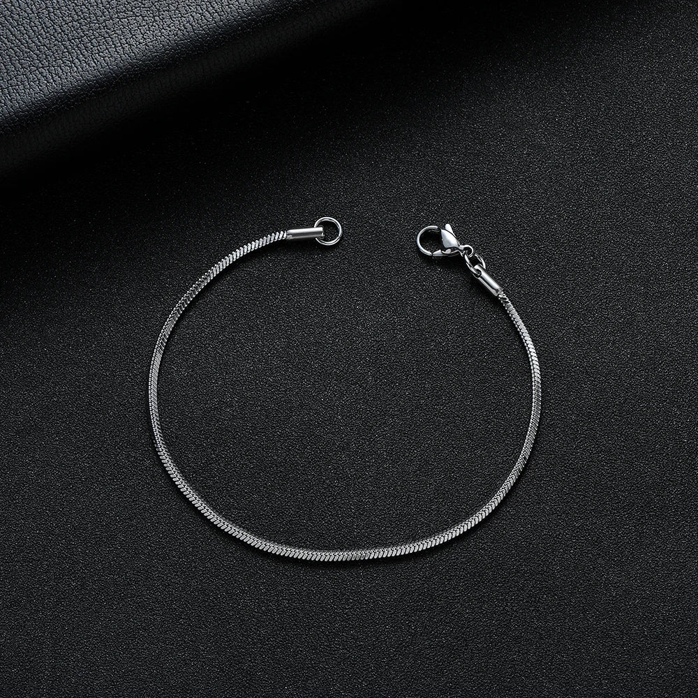 Square Snake Chain Bracelet 2mm — 316L Stainless Steel, 18-20cm
