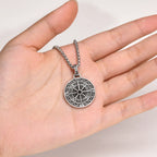 Vintage Compass Coin Pendant Necklace — Stainless Steel