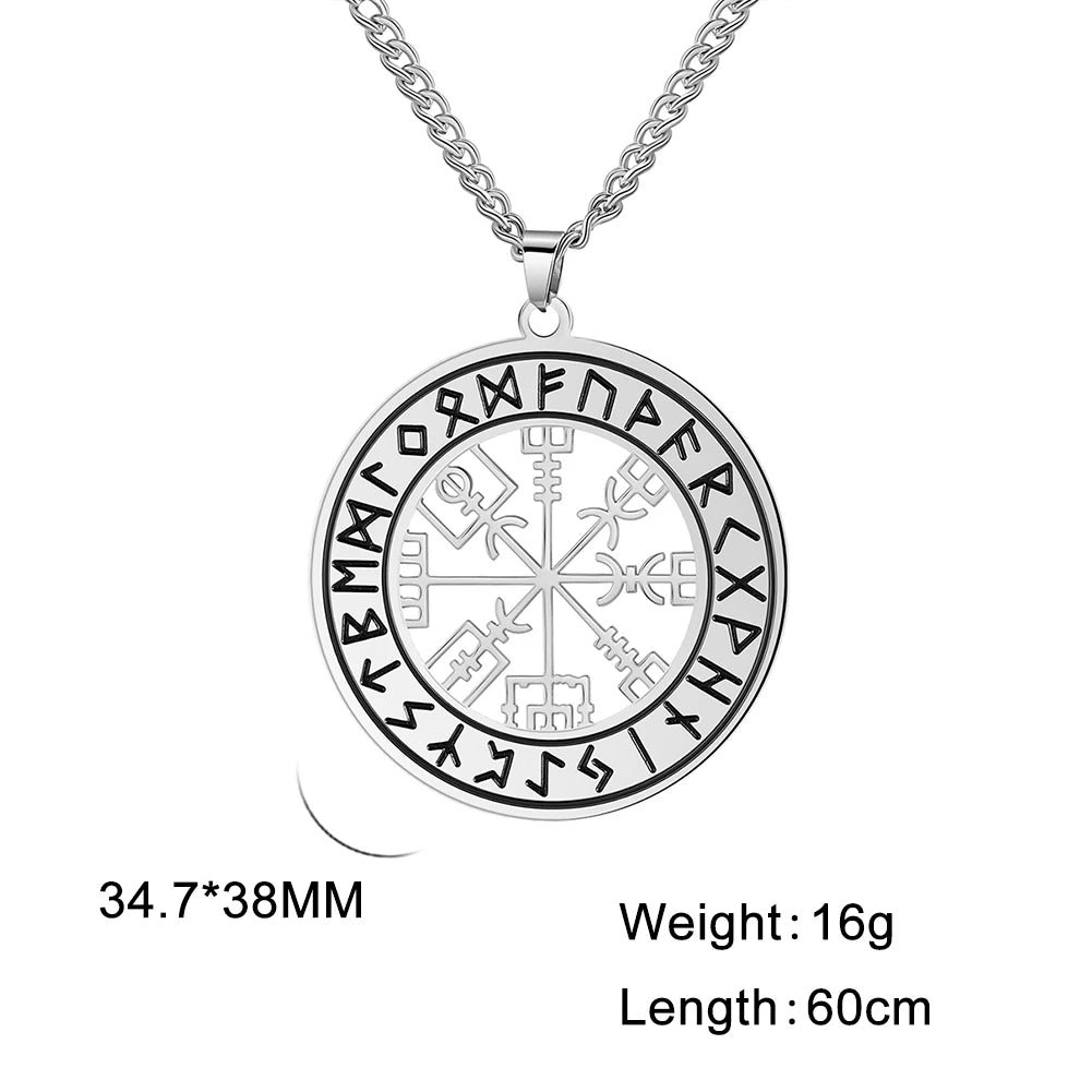 Odin's Runes Vegvisir Compass Pendant — Stainless Steel