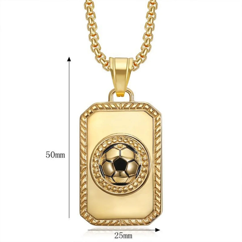 Hip-Hop Fashion Various Ball Shape Pendant Men Gold Silver Color Stainless Steel Geometry Fans Sports Necklace for Women Jewelry