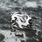 Fashion Punk Stainless Steel Fire Dragon Rings For Men Women Hip Hop Biker Vintage Vikings Animal Ring Amulet Jewelry