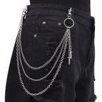 Punk Spike Rivet Layered Metal Chain Keychains For Men Women Pants Jeans Biker Gothic Rock Belt Chains Jewelry Accessories Gift
