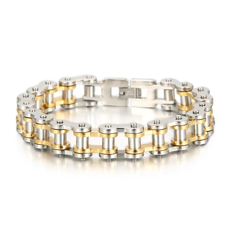 Retro Heavy Brush Stainless Steel Motorcycle Chain Bracelet 11/13MM Wide Mens Women Bike Biker Bracelets Hip-Hop Jewelry 19-23cm