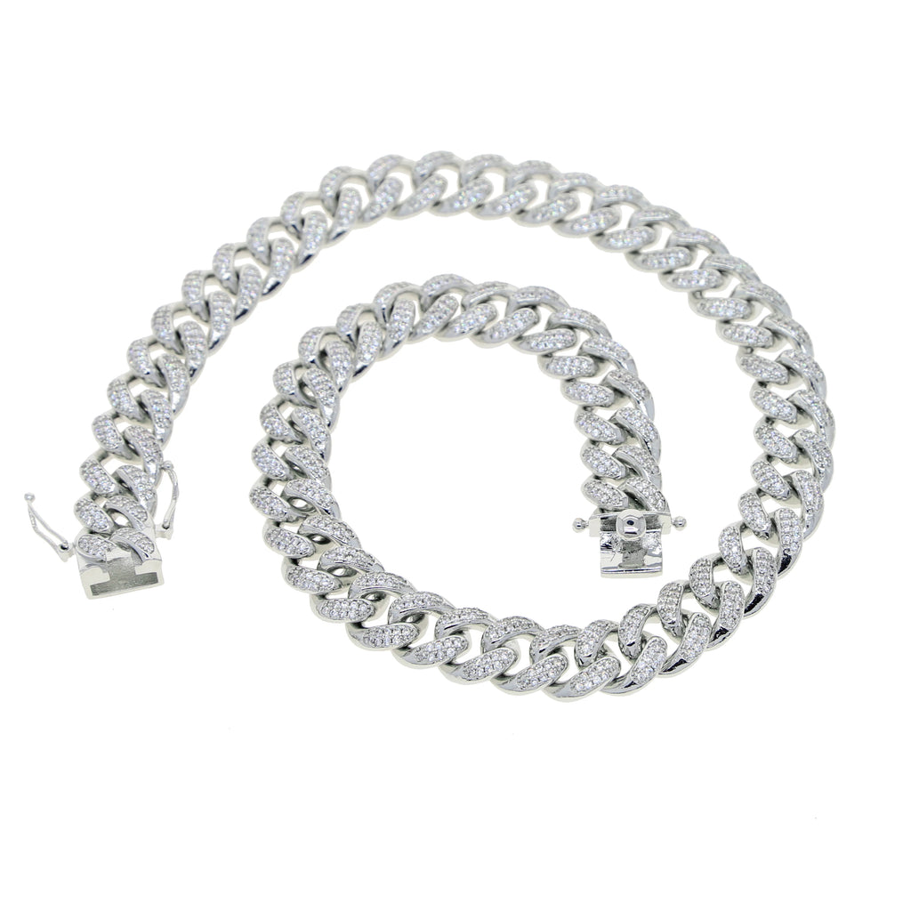 Iced Out Bling Miami Cuban Chain Necklace Gold Silver Color CZ Cubic Zirconia Link Men Women Hip Hop Jewelry
