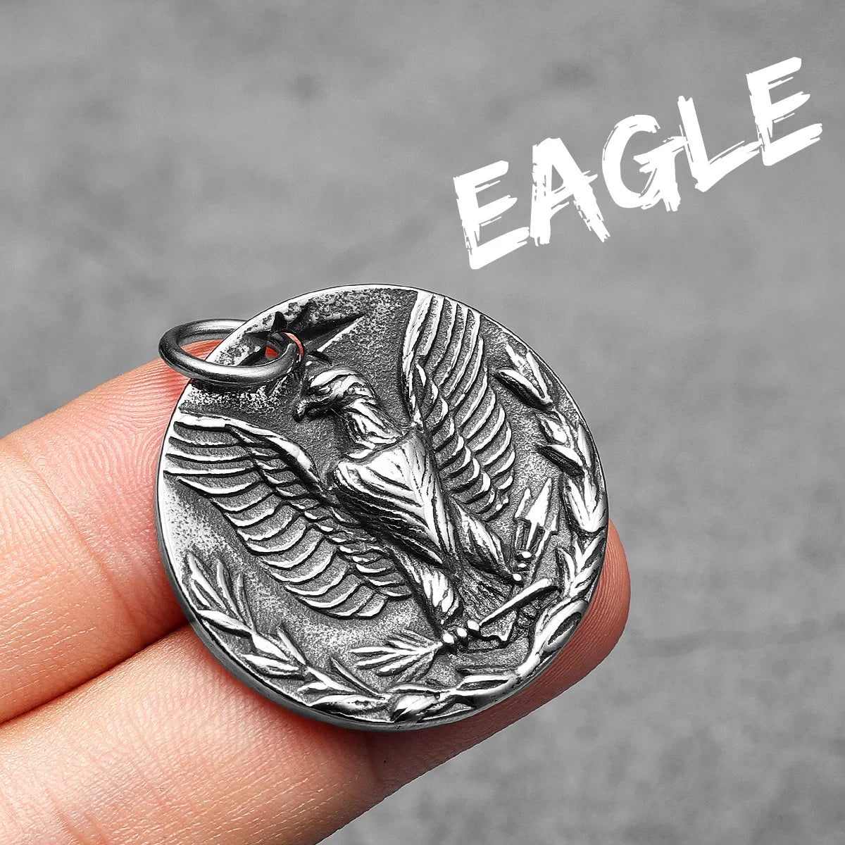 Eagle Badge Pendant Necklace Stainless Steel