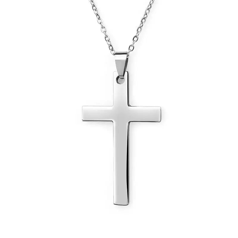 2022 Fashion Stainless Steel Necklace For Men Women Black Gold Color Silver Color Cross Pendant Chain Necklace Jewelry