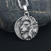 Lion Head Pendant — Silver-Tone