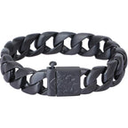 16MM Wide Gold Color Stainless Steel Curb Chain Man Bracelet Male Skull Head Bikers Jewelry Friendship Men's Bracelets