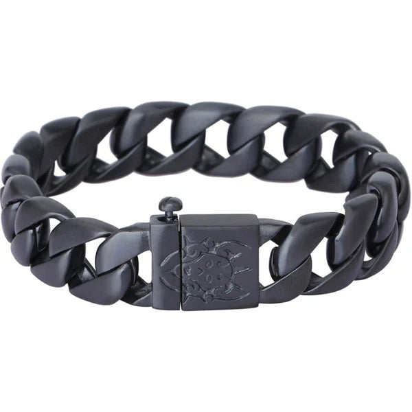 16MM Wide Gold Color Stainless Steel Curb Chain Man Bracelet Male Skull Head Bikers Jewelry Friendship Men's Bracelets