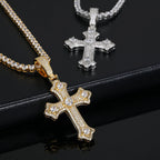 Cross Pendant Necklace Stainless Steel Full Pave