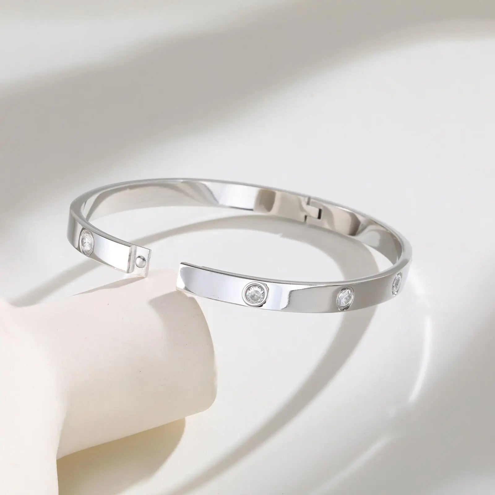 Iced Out CZ Bangle Bracelet 6mm — Stainless Steel
