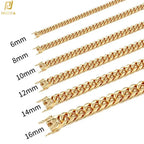6mm/8mm/10mm/12mm Hip-Hop High Polished Gold Color 316L Stainless Steel Curb Cuban Link Chain Necklace Gift For Men