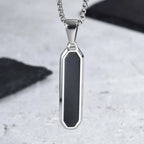 Black Enamel Rectangle Rope Chain Pendant
