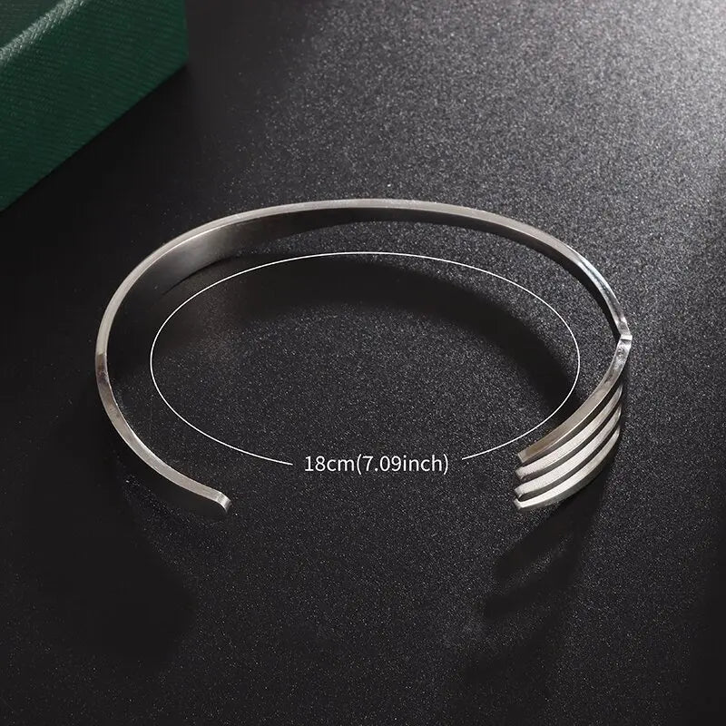 Fashion Design Stainless Steel Curved Tableware Fork Open Bracelet Men and Women Personality Charm Hip Hop Casual