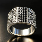 Retro fashion pattern ring domineering trendy men's ring old engraved men's ring