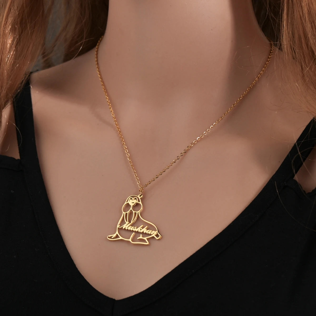 Atoztide Personalized Customized Brand Logo Names Pendant Necklace Stainless Steel Thick Chain for Men Women Jewelry