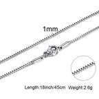 Mens Thin Box Chain Necklace,1/2MM Stainless Steel Chain Link Collars Gifts,Male Jewelry,18 to 24 Inch