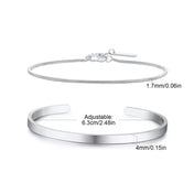Minimal Chain Link Cuff Bracelet Set — Stainless Steel