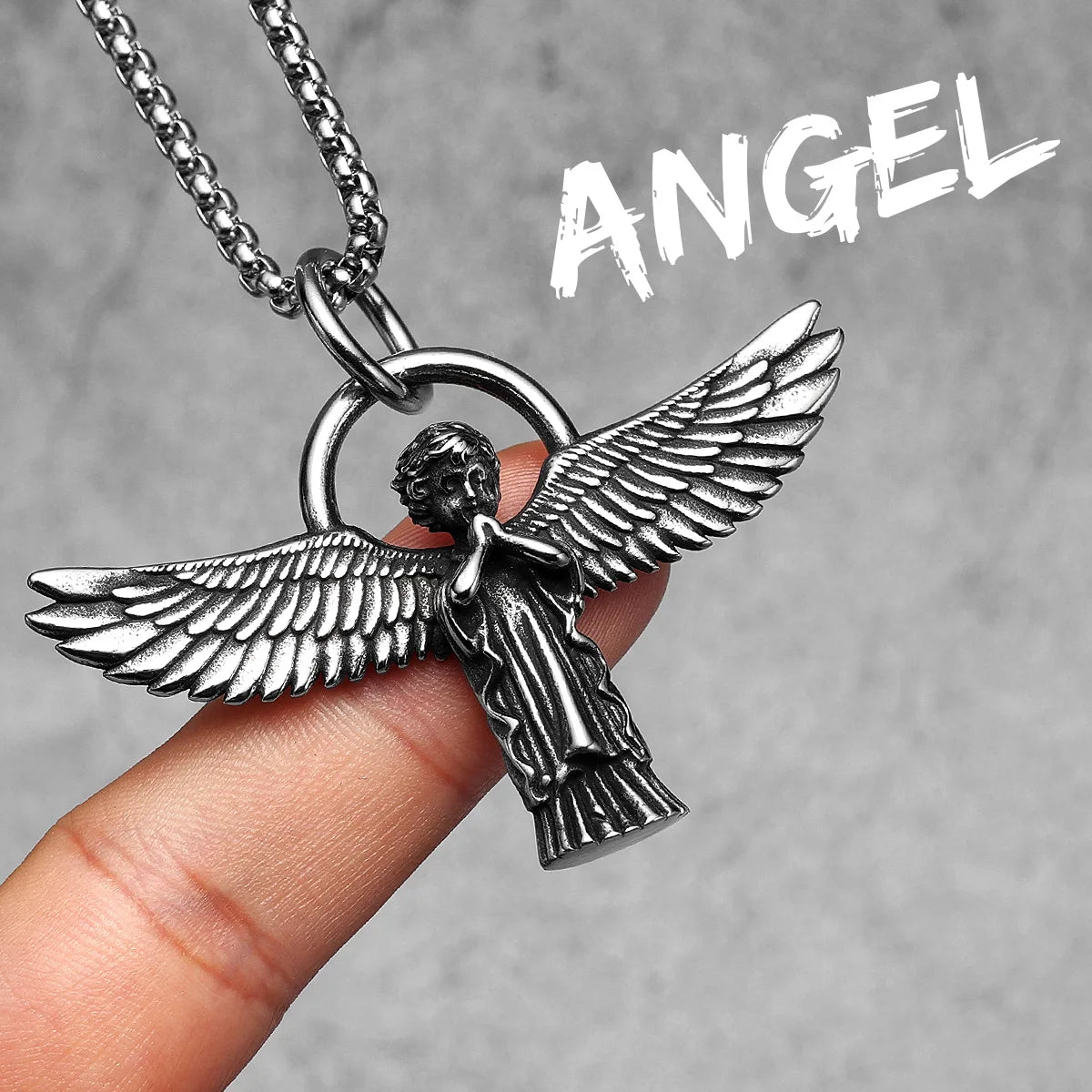 Angel Wing Pendant Necklace — Stainless Steel