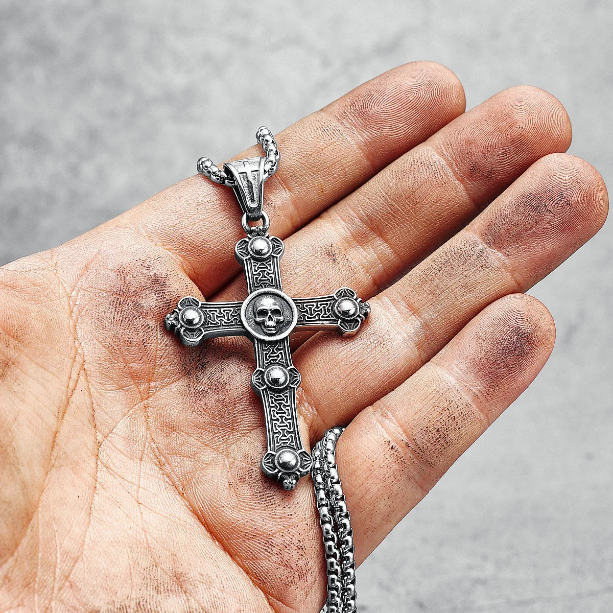 316L Stainless Steel Cross Necklaces Skull Men Pendant Top Quality Chain Religion Rock Punk Rap for Biker Male Jewelry Best Gift