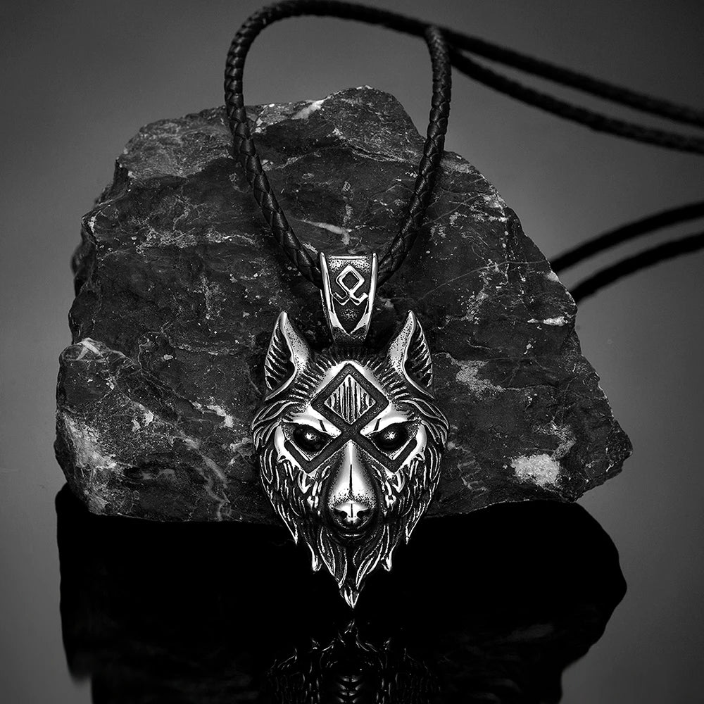Odin's Wolves Valknut Pendant Necklace — Steel