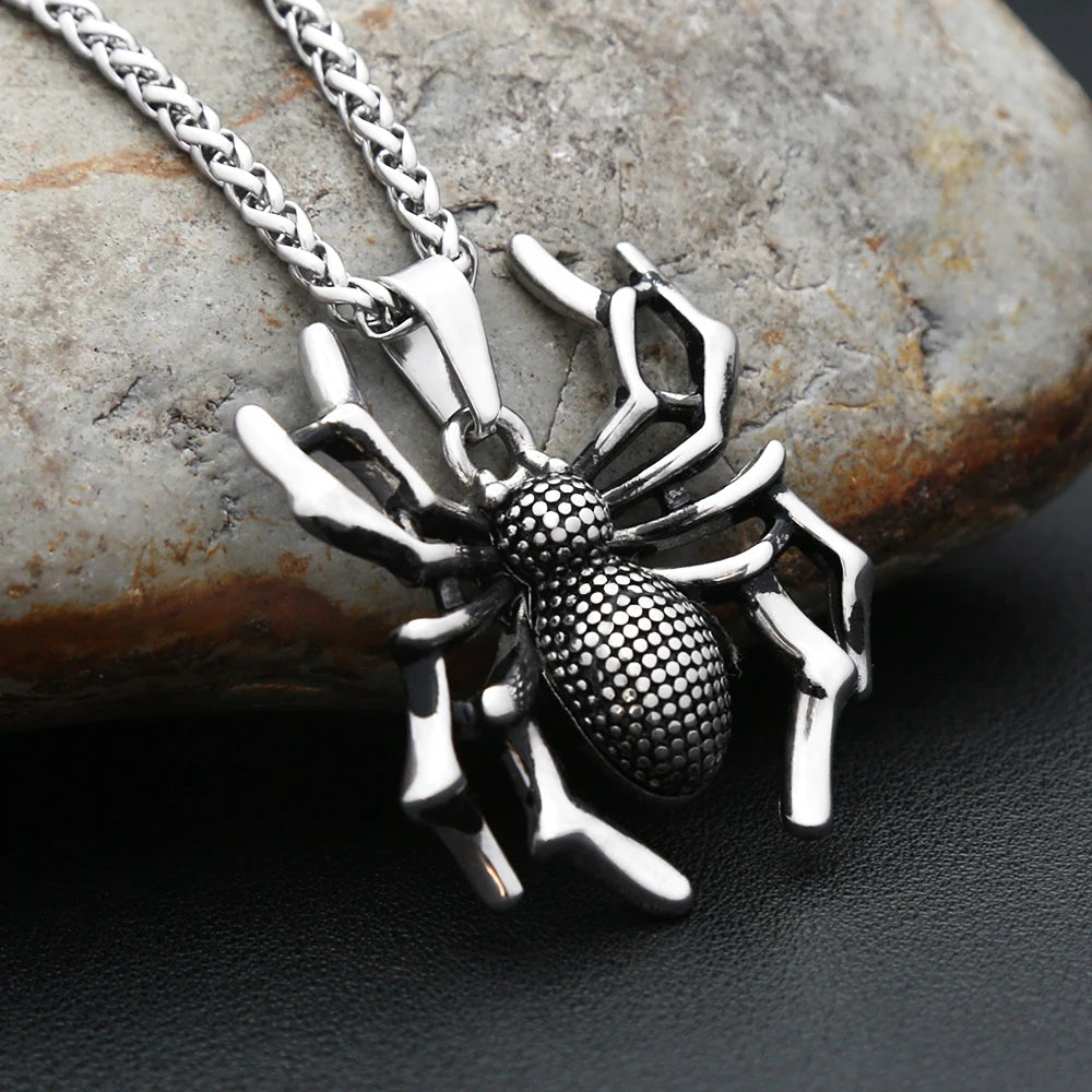 Spider Pendant Necklace — Stainless Steel