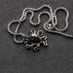 Gothic Pirate Octopus Skull Necklace Pendant Men Retro Street Rock Stainless Steel Octopus Necklace Chain Jewelry