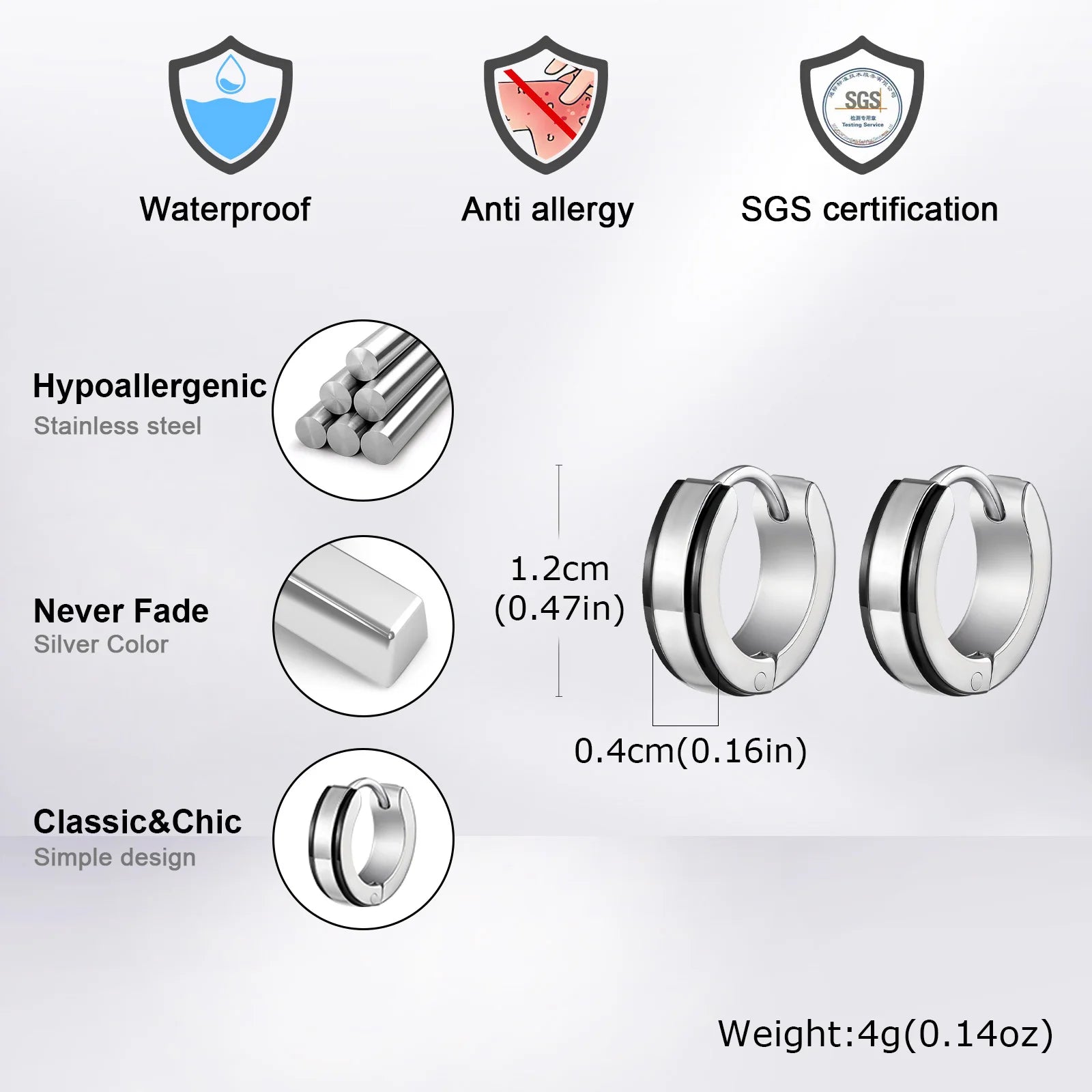 Minimal Circle Huggie Hoop Earrings — Stainless Steel