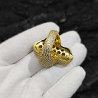Cross Ring Iced Out Stainless Steel Statement