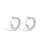 Iced Out Heart Hoop Earrings Stainless Steel CZ