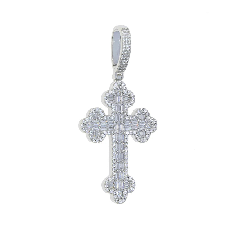 Men Women Hip Hop Cross Pendant Necklace Full Paved Sparking Cubic Zircon Rope Chain Iced Out Bling CZ Jewelry Fashion Gift