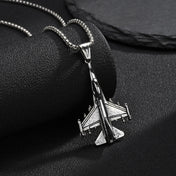 Men Stainless Steel Fighter Jet Pendant Necklace Silver Color Airplane Chain Punk Hip Hop Aviation Enthusiast Jewelry Gift