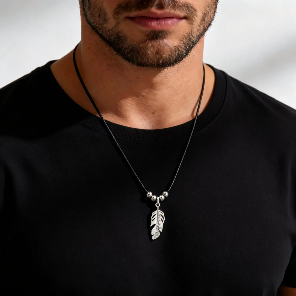 Feather Stainless Steel Pendant Necklace