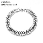 316L Stainless Steel Cuban Chain Bracelet for Men Women Figaro Vintage Metal Viking Kpop Pulseras Emo Cute Luxury