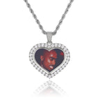 Iced Out Heart Photo Pendant Necklace