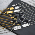 Vnox Geometric Pendant Necklaces For Boys,Stainless Steel Simple Square Dog Tag Men Necklaces,Retro Collar Jewelry Gift