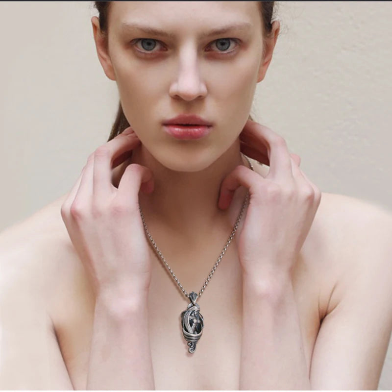 Vintage Punk Mythology Style Metal Sexy Angel Goddess Pendant Necklace for Men Women Classic Mysterious Souvenir Jewelry