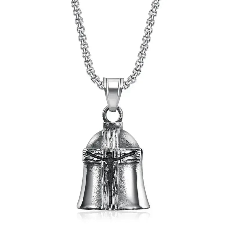 Norse Gods Odin Celtic Knot Motorcycle Bell Necklace Men's Punk Riding Rock Lucky Exorcism Amulet Jewelry