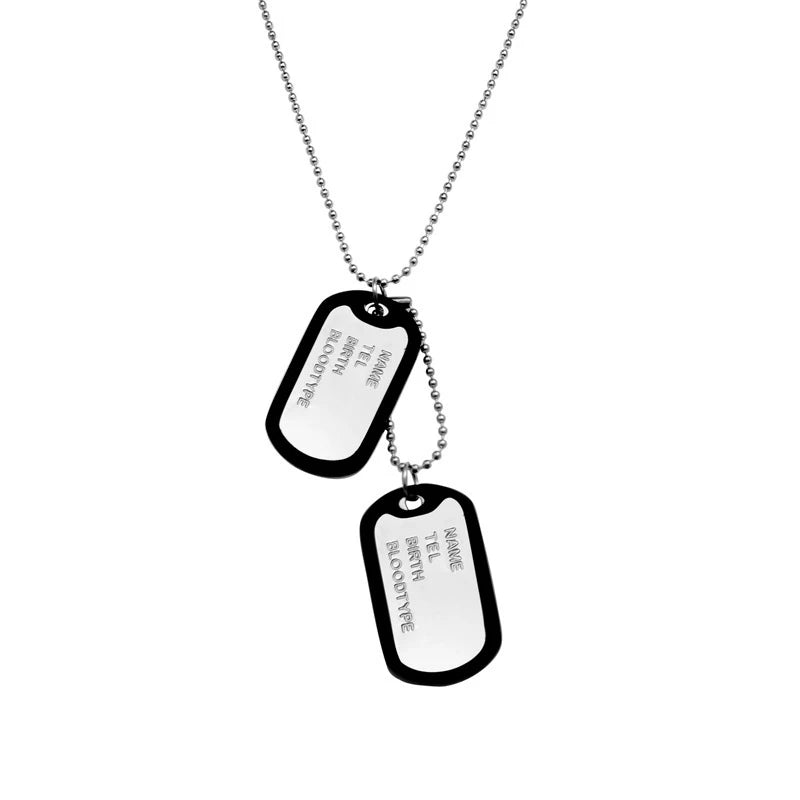 Military Dog Tag Pendant Necklace — Stainless Steel