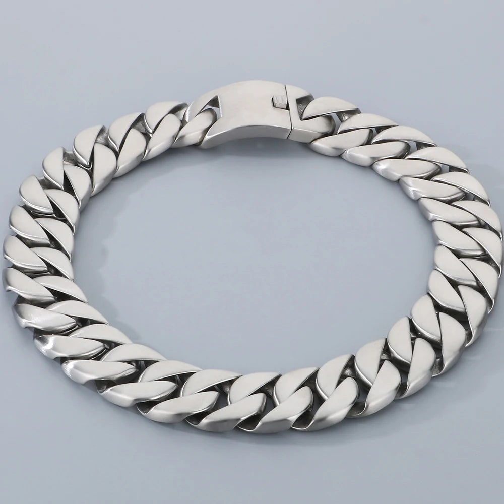 Men's Necklaces Heavy Polished Brushed Stainless Steel 31MM Width Curb Cuban Link Chain HipHop On Neck Chains Bracelet