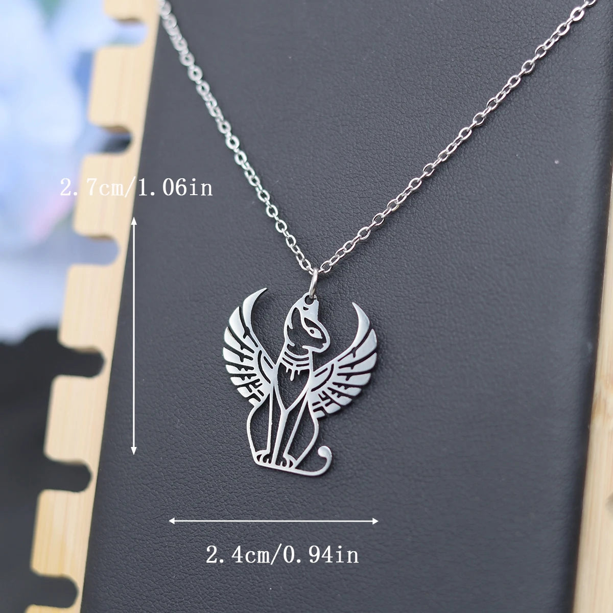 Kinitial Ancient Egyptian Mythology Sphinx Cat Pendant Necklace For Women Men Stainless Steel Trendy Chain Jewelry Gifts